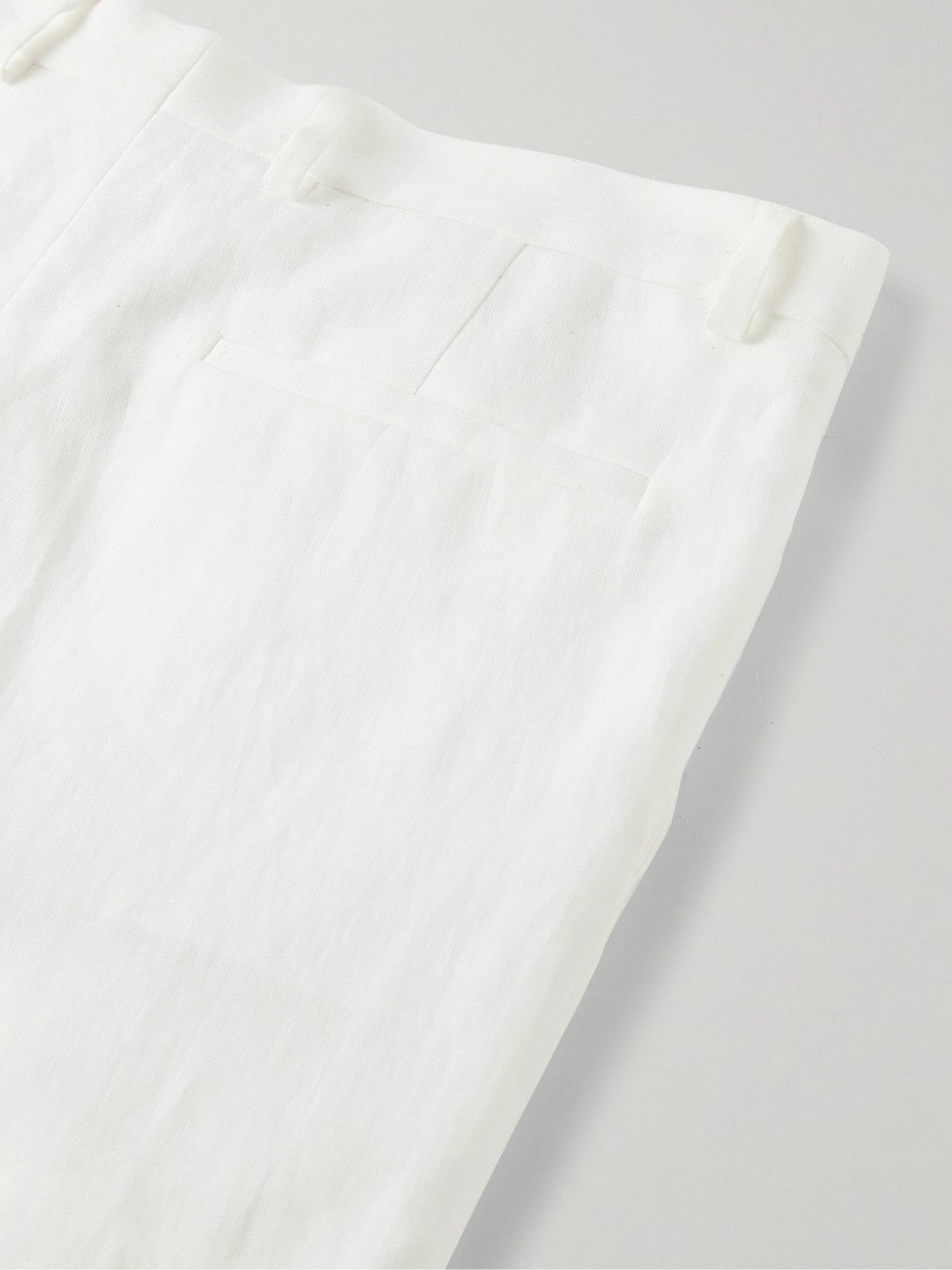 Brunello Cucinelli - Slim-Fit Pleated Linen Trousers - White