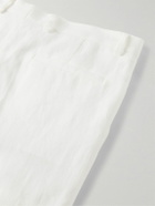 Brunello Cucinelli - Slim-Fit Pleated Linen Trousers - White