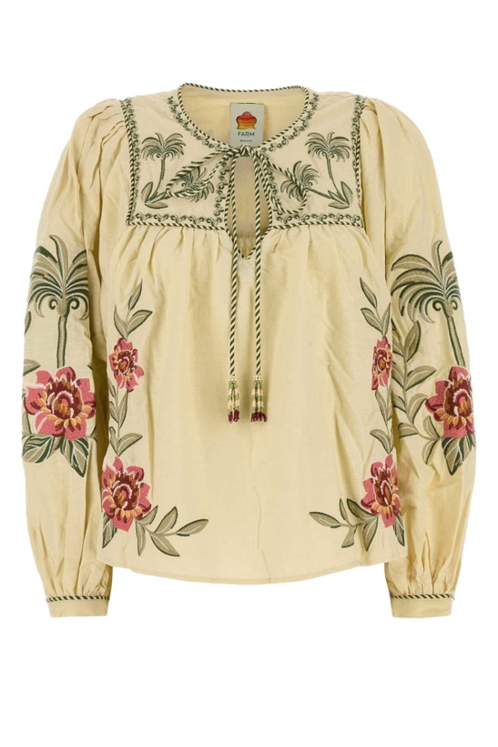 Photo: Farm Rio Cream Linen Blend Blouse