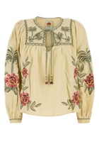 Farm Rio Cream Linen Blend Blouse