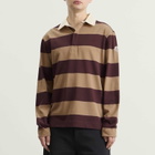 Moncler Men's Stripe Cotton Polo Shirt in Burgundy