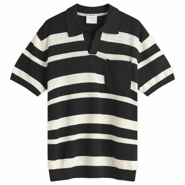 Photo: Percival Men's Paros Stripe Polo Shirt in Black/Ecru