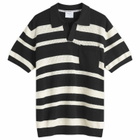 Percival Men's Paros Stripe Polo Shirt in Black/Ecru