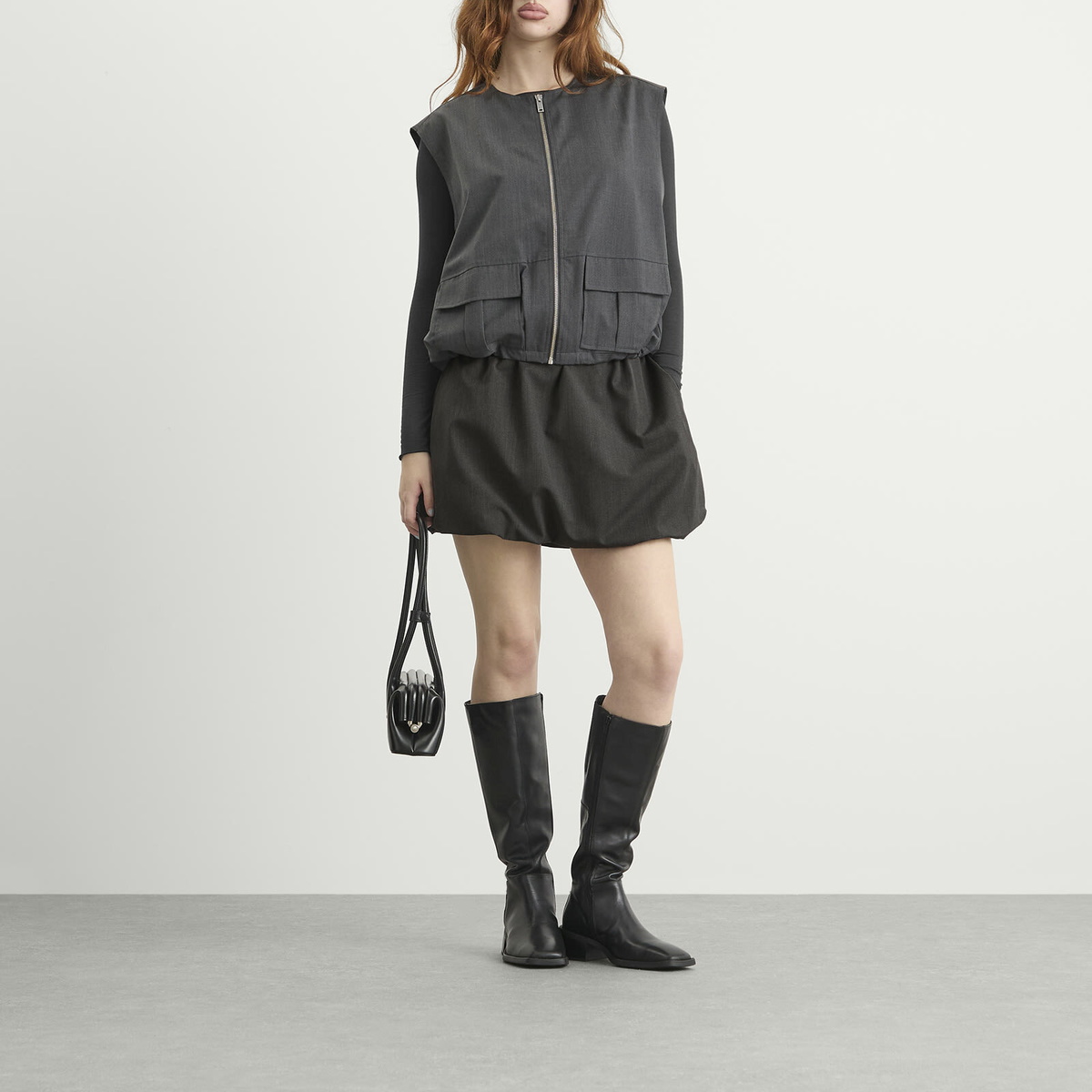 Samsøe Samsøe Women's Saroko Drawstring Waist Mini Skirt in Dark Grey Melange