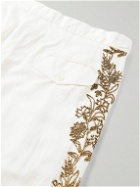 BODE - Wheat Flower Straight-Leg Beaded Linen and Cotton-Blend Twill Trousers - Neutrals