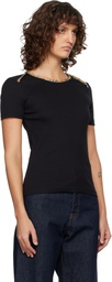 Burberry Black Check Trim Stretch Cotton T-shirt