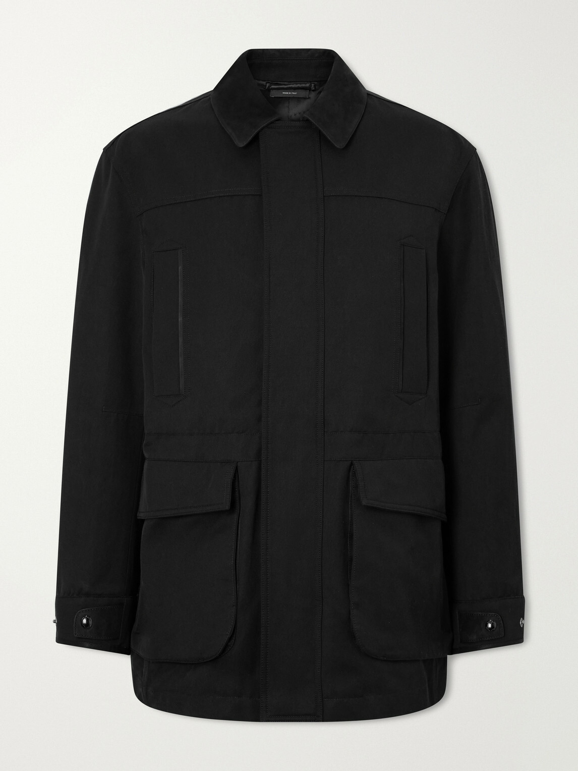 TOM FORD - Suede-Trimmed Cotton-Blend Twill Jacket - Black
