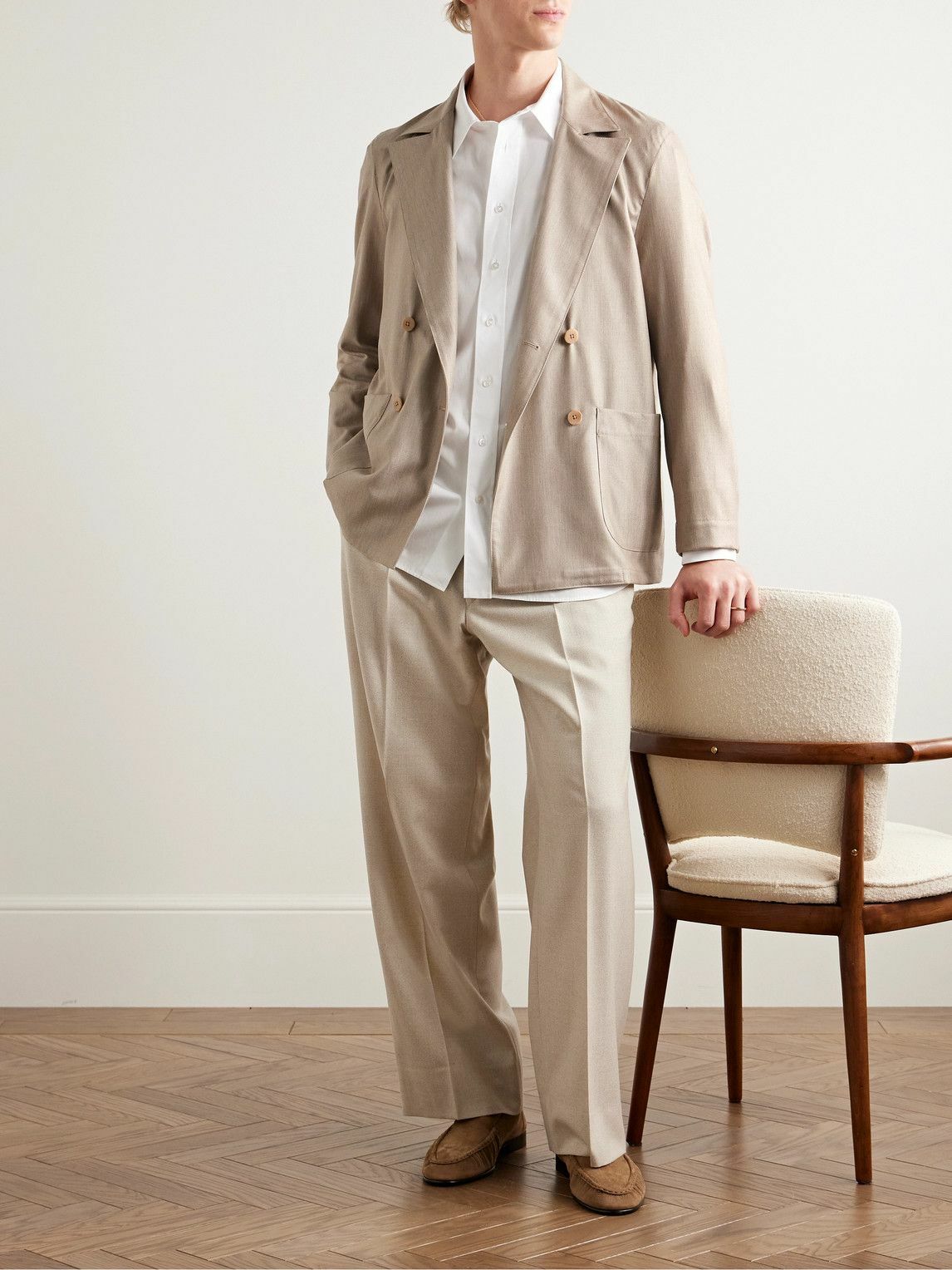 Stòffa - Double-Breasted Cashmere Suit Jacket - Neutrals