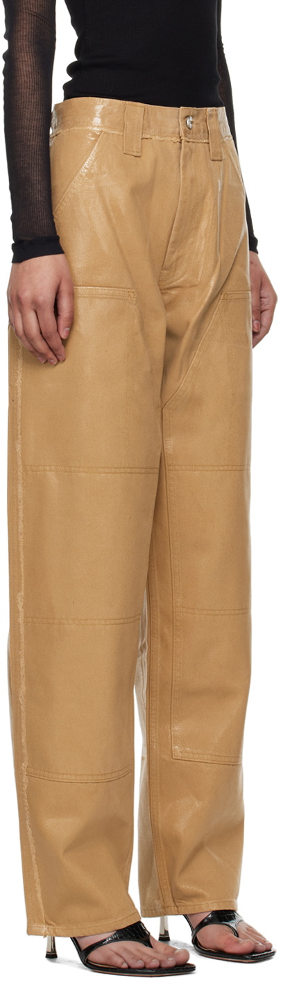 Dion Lee Beige Laminated Jeans