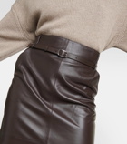 Yves Salomon Belted leather midi skirt
