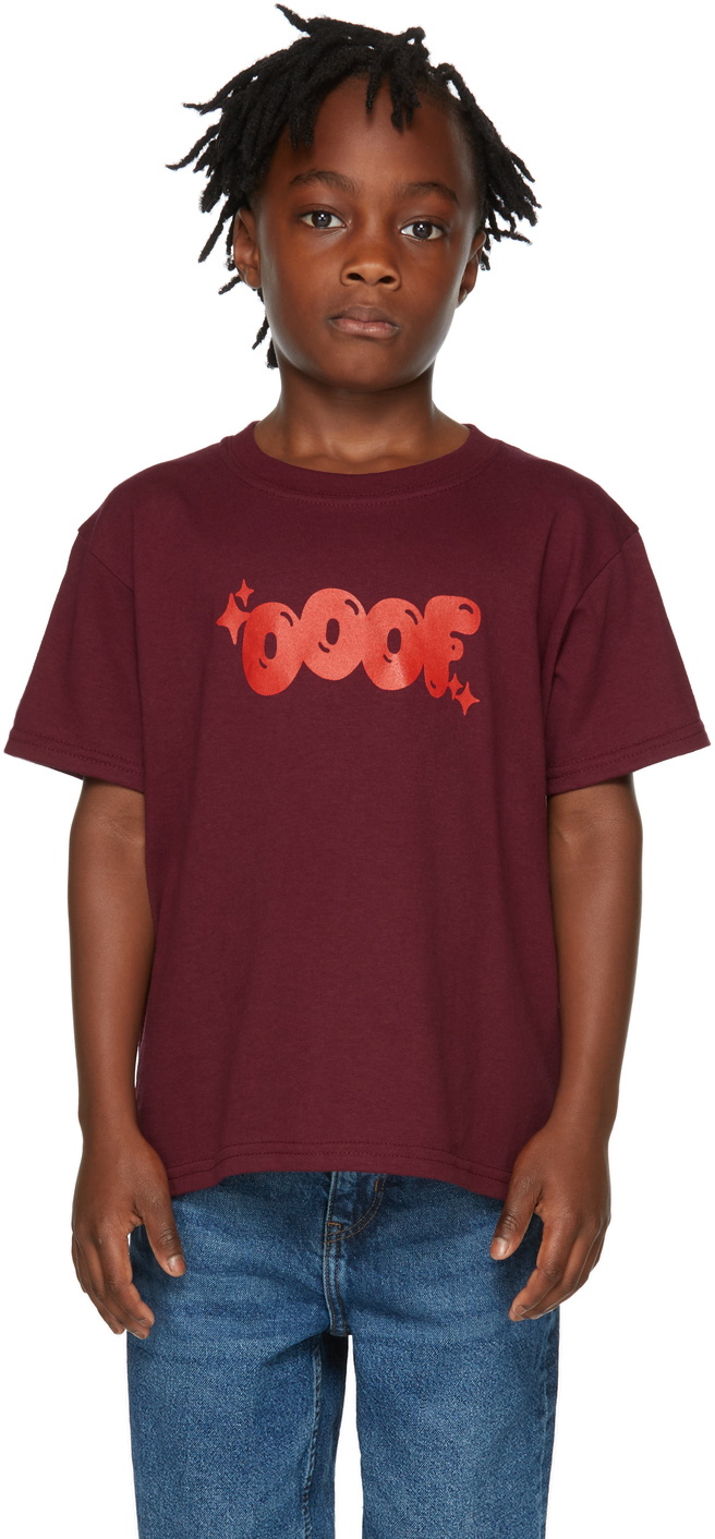 OOOF SSENSE Exclusive Kids Burgundy & Red Logo T-Shirt