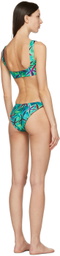 Louisa Ballou Green & Blue Scoop Bikini