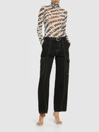 PHILOSOPHY DI LORENZO SERAFINI Printed Stretch Tulle Top