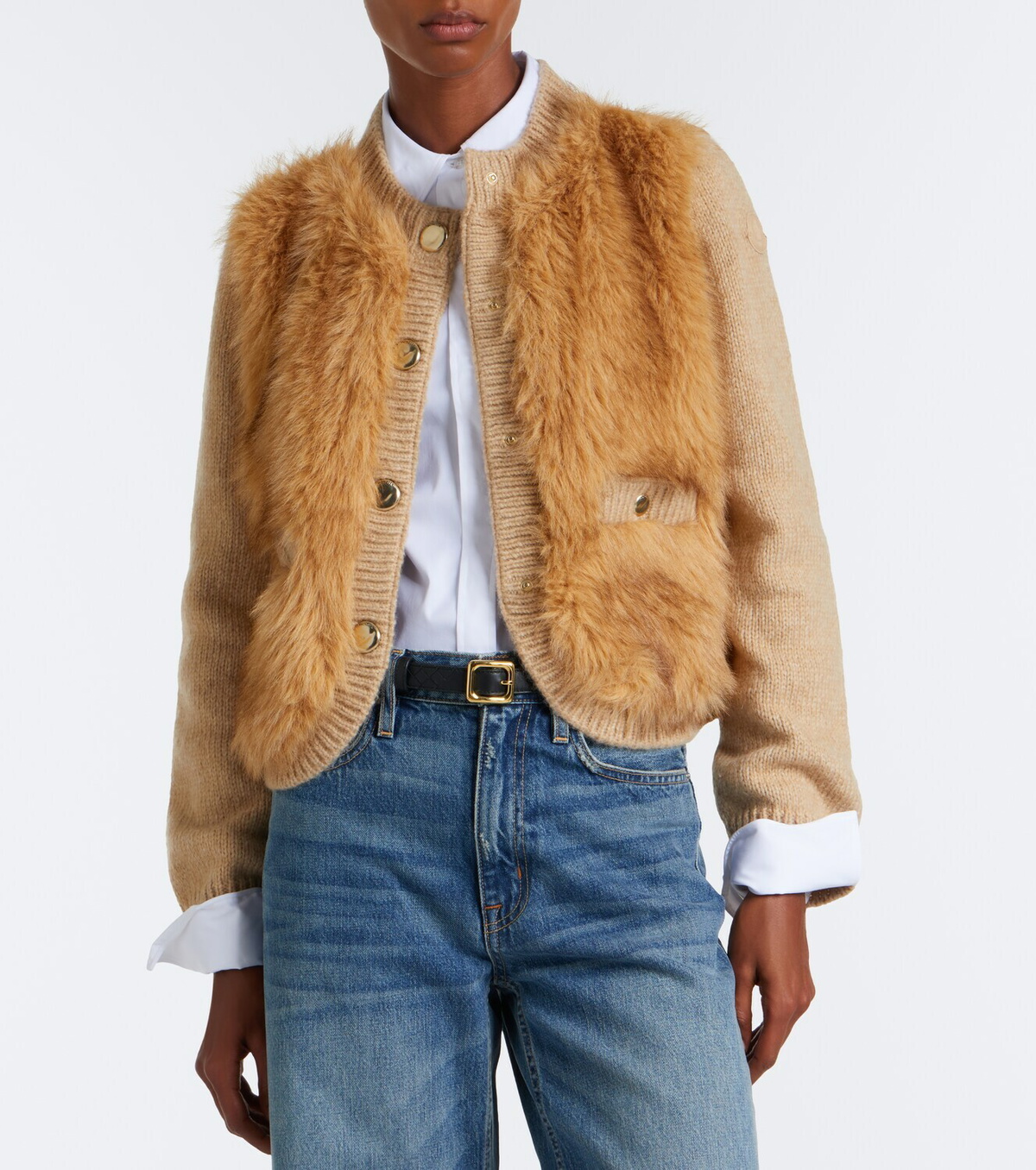 Moncler Alpaca and wool-blend down-paneled cardigan