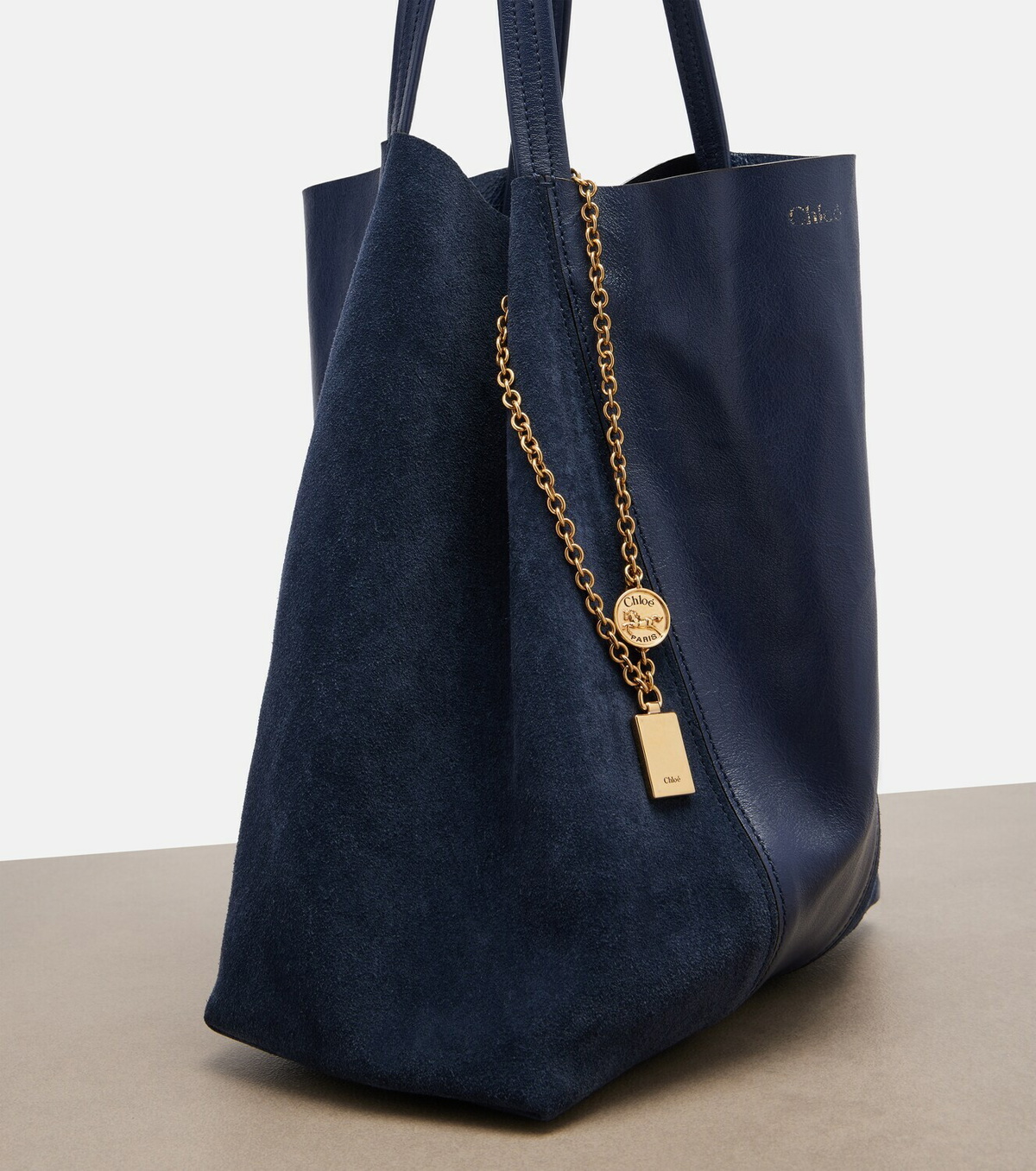 Chloé Chloé Spin leather and suede tote bag