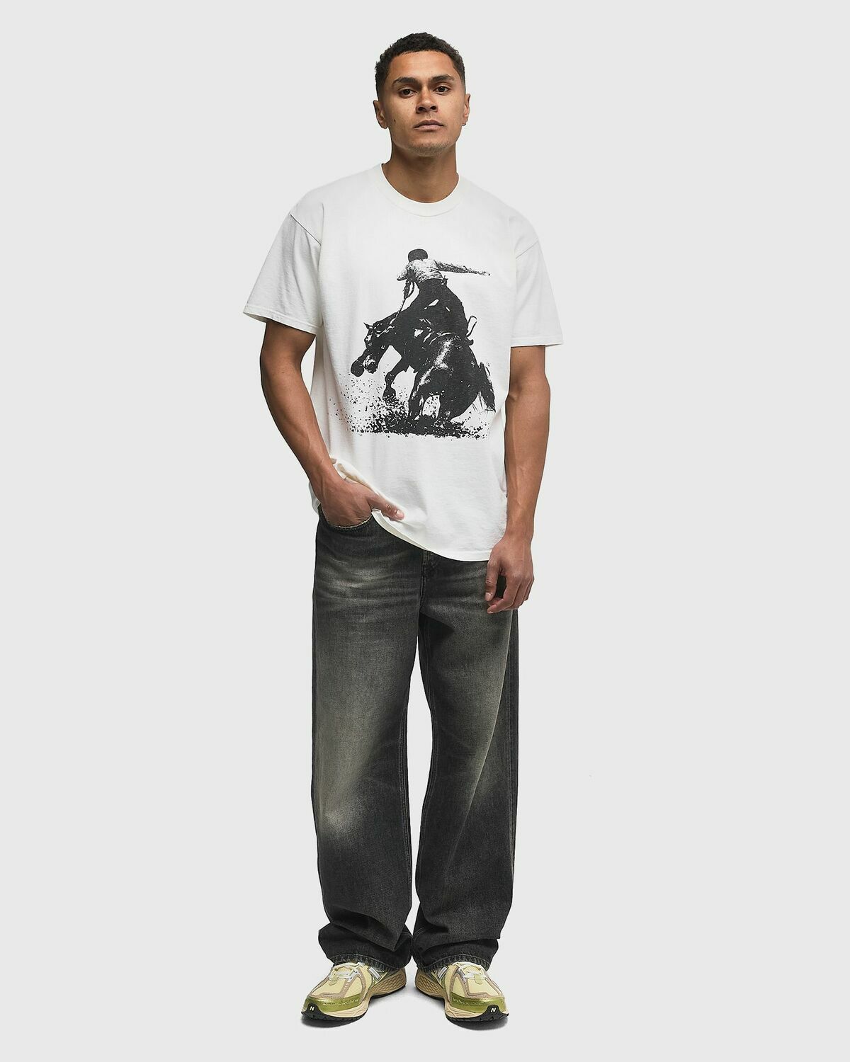 One of these Days MUSTANG TSHIRT White Mens Shortsleefe