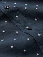 120% - Slim-Fit Embroidered Linen Shirt - Blue
