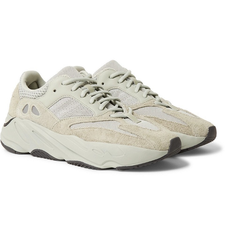 Photo: adidas Originals - Yeezy 700 Leather, Suede and Mesh Sneakers - Light gray
