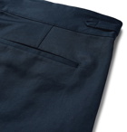 Zanella - Normon Tapered Pleated Cotton and Linen-Blend Trousers - Blue