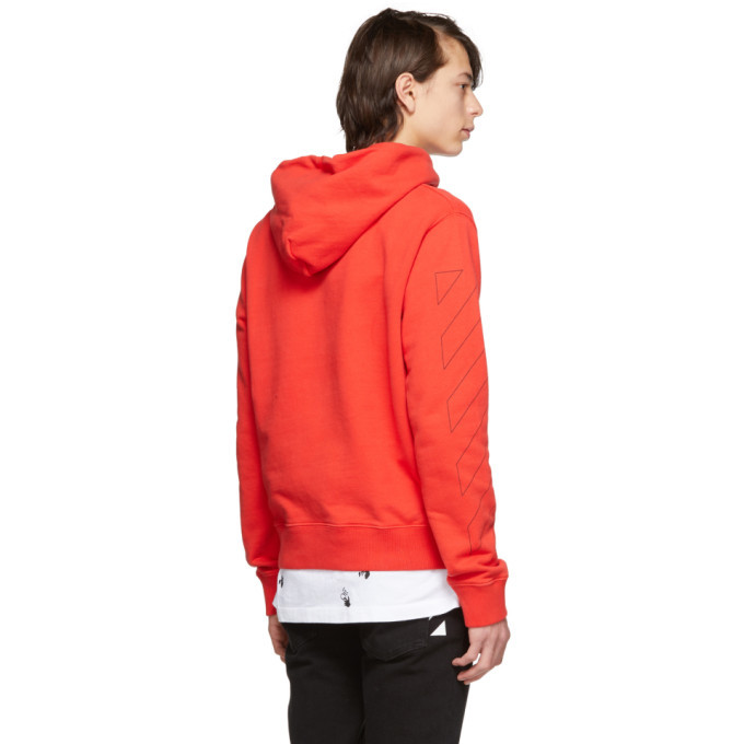 Off-White Red Slim Fit Logo Hoodie Off-White