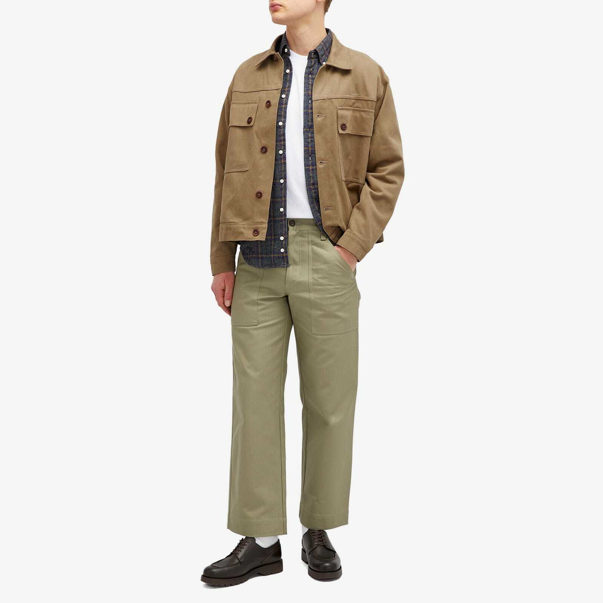 Café Mountain Men's Reverse Panel Workers Jacket in Washed Limestone