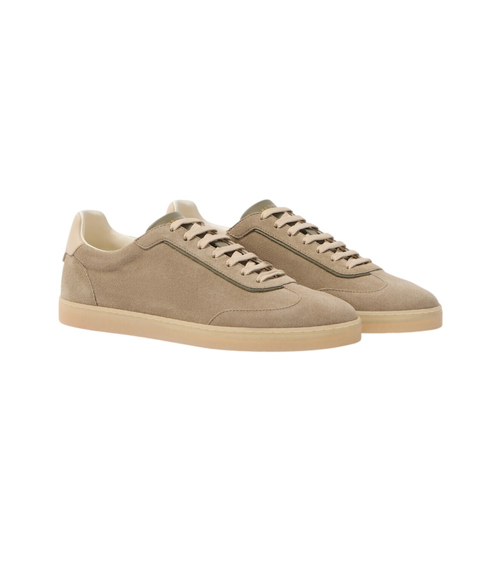 Photo: Brunello Cucinelli Leather-trimmed suede sneakers