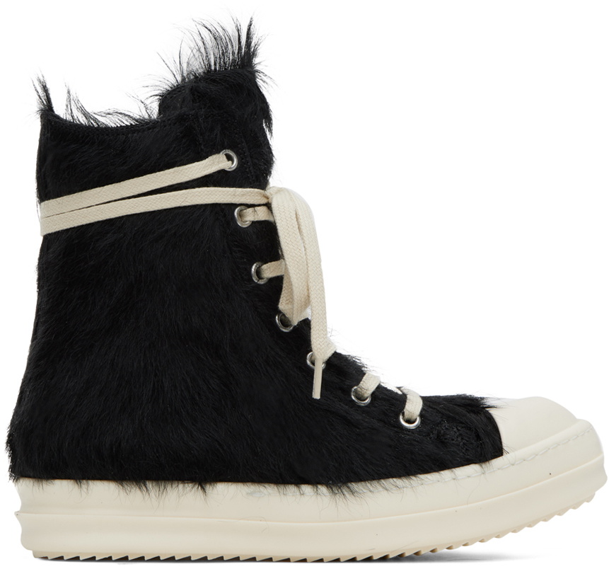 Rick Owens Black Fur Sneakers