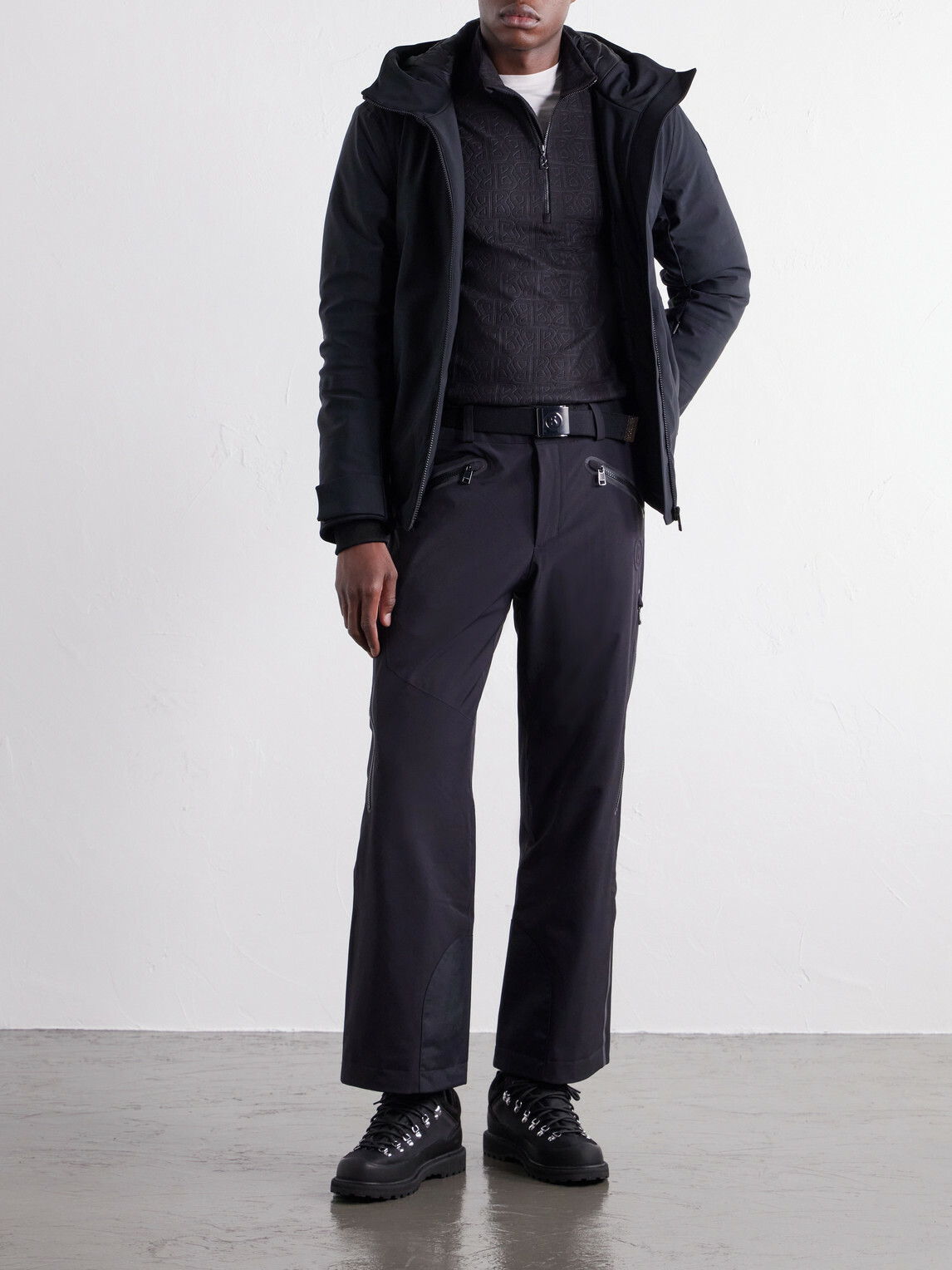 BOGNER - Harry Logo-Print Stretch-Fleece Half-Zip Ski Midlayer - Black