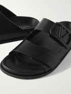 Valentino Garavani - Logo-Embellished Leather Slides - Black