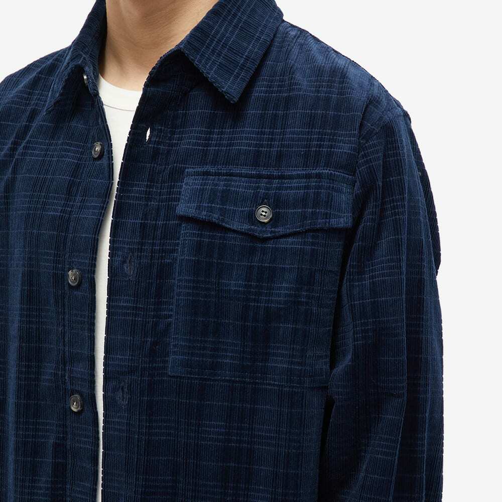 A.P.C. Men's Basile Check Corduroy Overshirt in Marine