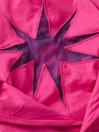 MSFTSrep - Mesh-Trimmed Logo-Print Cotton-Jersey Hoodie - Pink