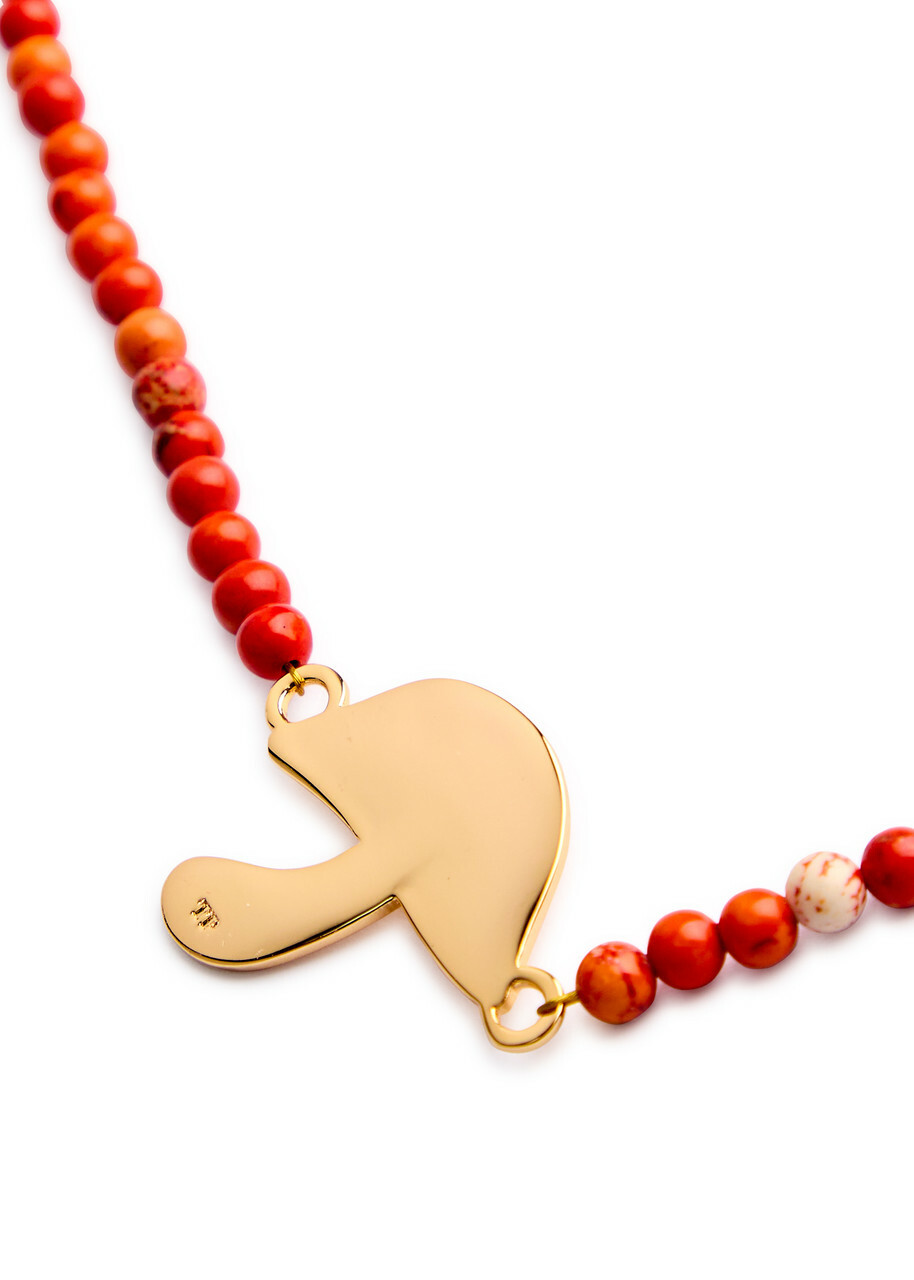 Timeless Pearly Mushroom 24kt Gold-plated and Beaded Necklace - Red - One Size