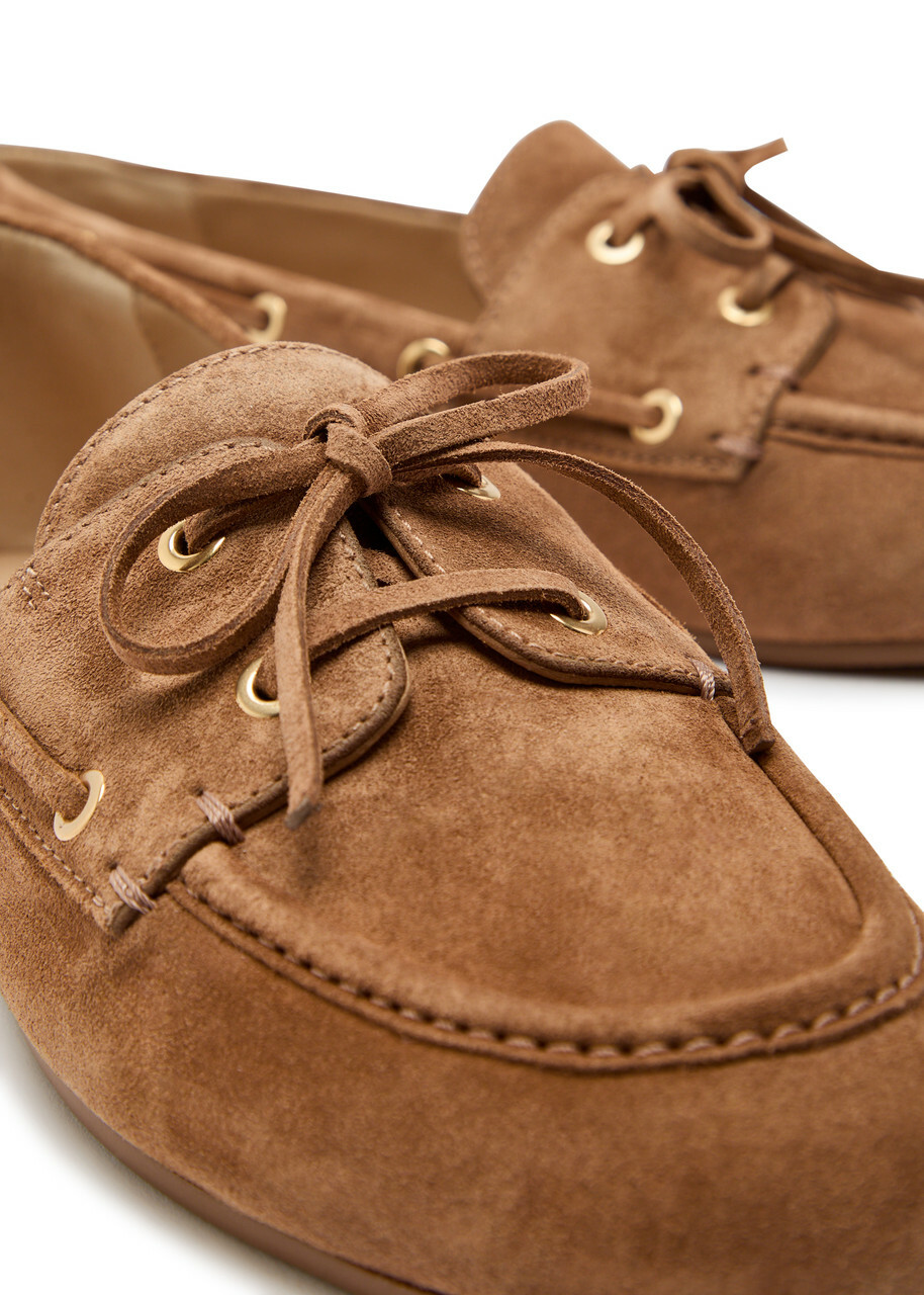 Stuart Weitzman Tinsley Suede Loafers Tan