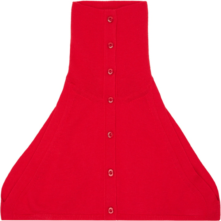 Photo: OPEN YY Red Button Up Neck Layer Collar