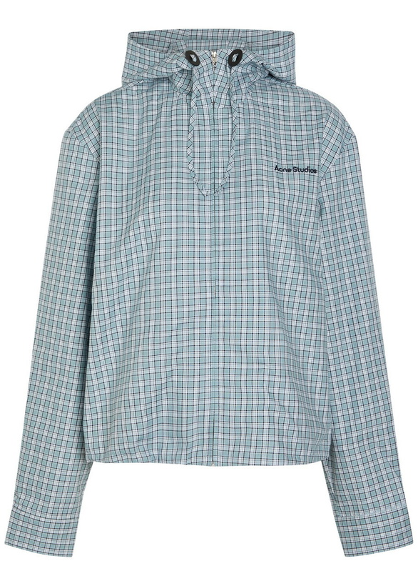 Photo: Acne Studios Plaid Hooded Cotton Jacket Blue