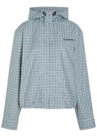 Acne Studios Plaid Hooded Cotton Jacket Blue