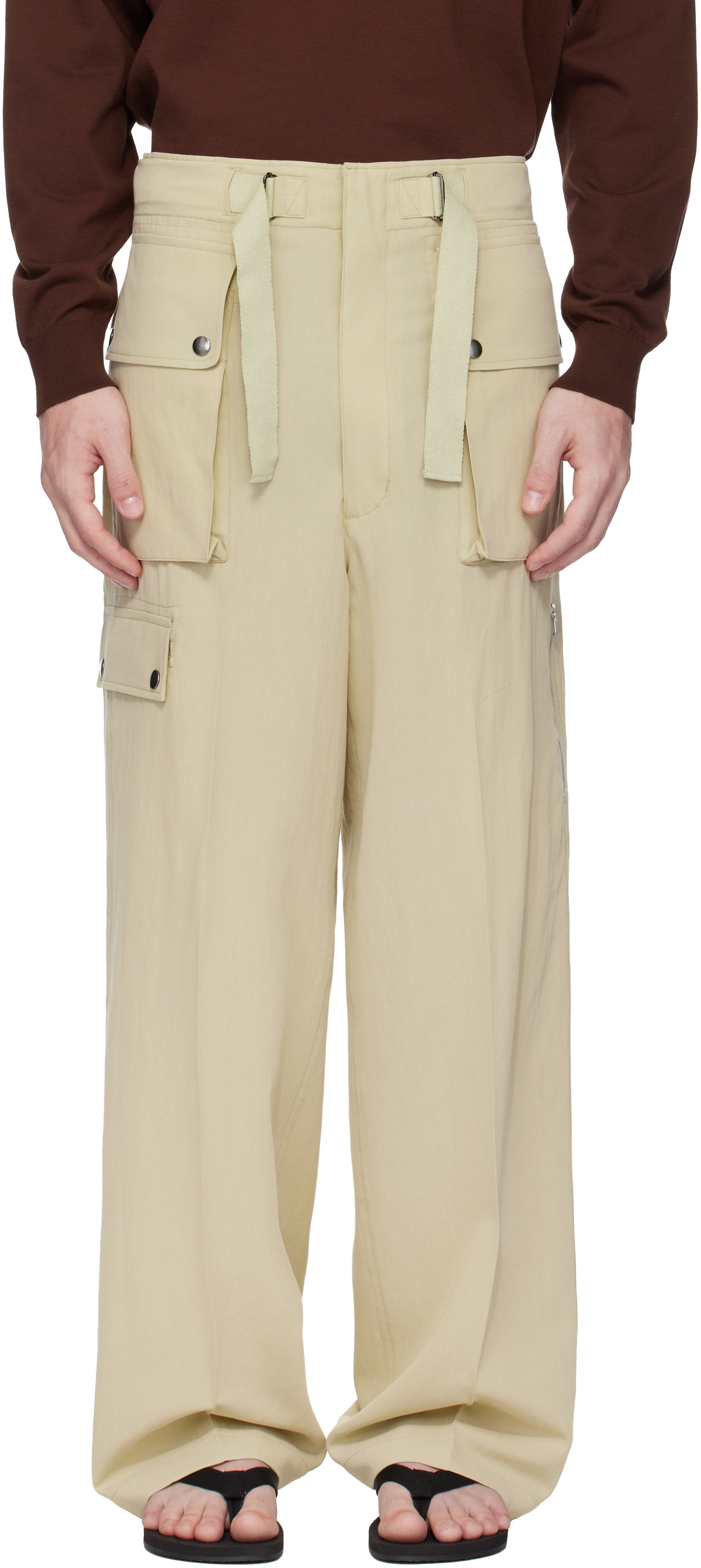 パンツ auralee light cotton wool viyella cargo black-light-cotton-wool-