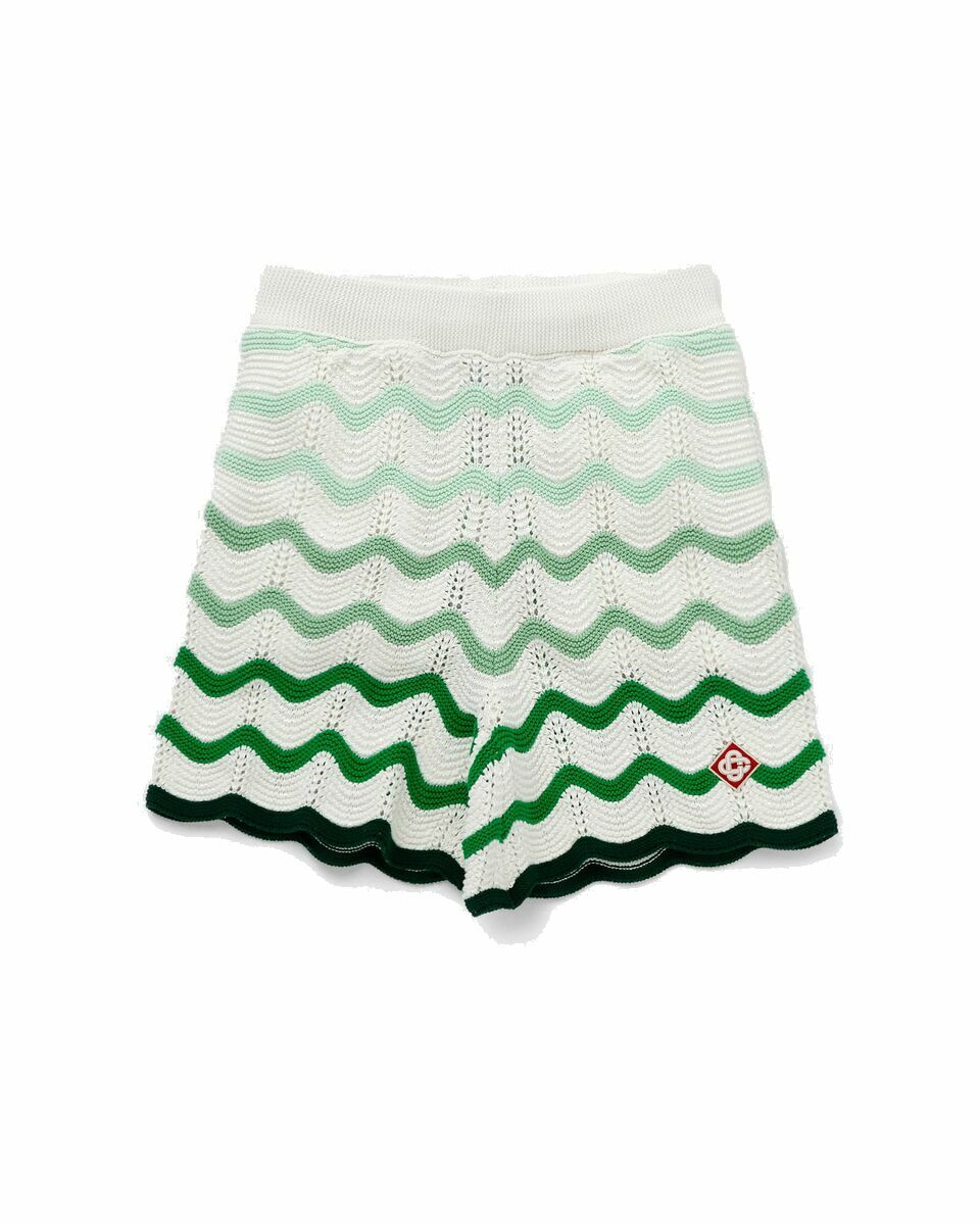 Photo: Casablanca Gradient Wave Texture Shorts Green/White - Mens - Casual Shorts