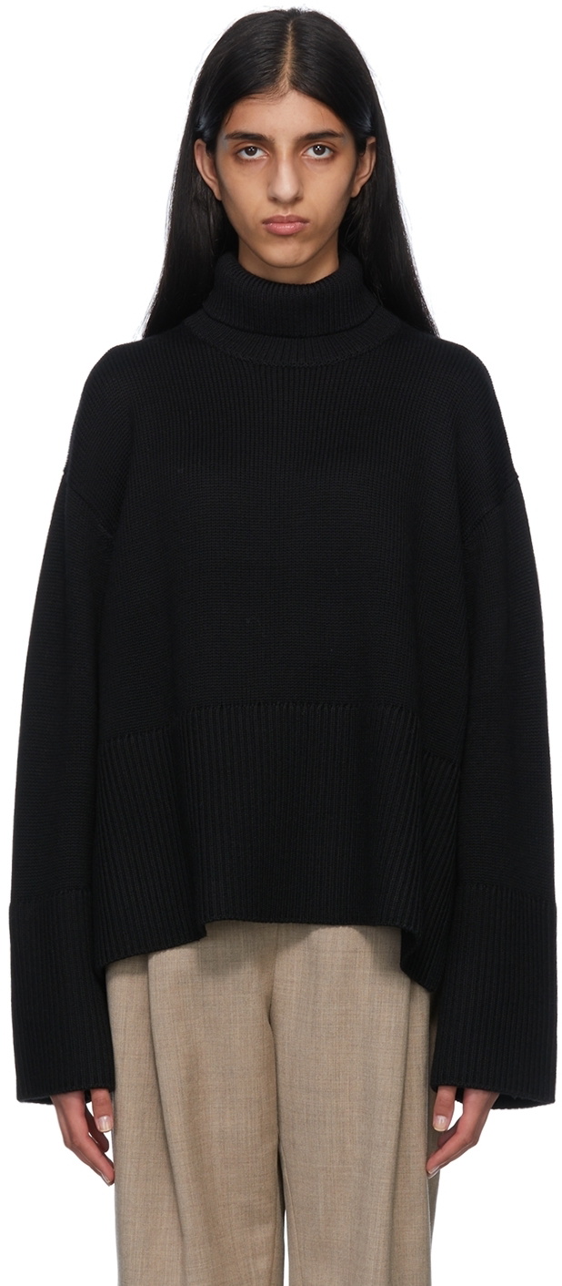 Totême Black Merino Wool Turtleneck Toteme