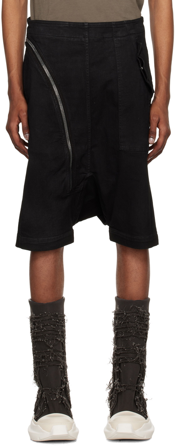 Rick Owens DRKSHDW Black Aircut Denim Shorts Rick Owens Drkshdw