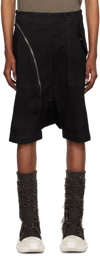 Rick Owens DRKSHDW Black Aircut Denim Shorts