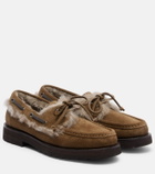Brunello Cucinelli Shearling-lined suede boat shoes