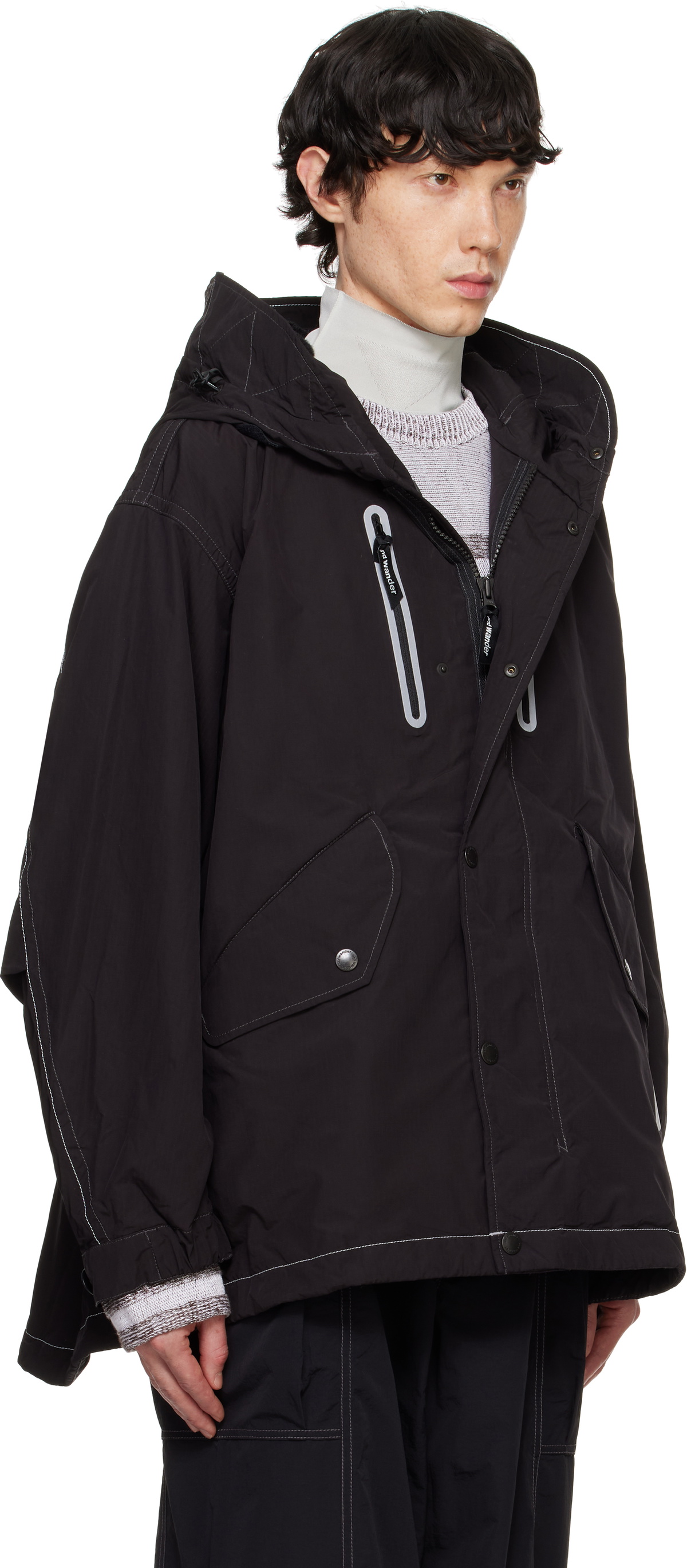and wander Black Fishtail Octa Jacket and Wander