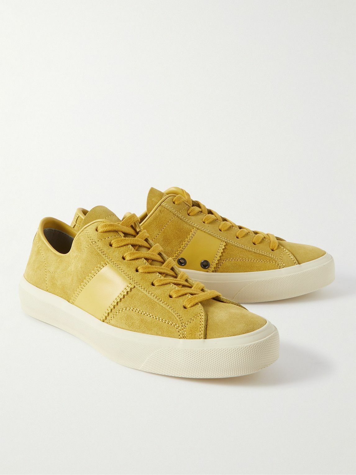 TOM FORD - Cambridge Leather-Trimmed Suede Sneakers - Yellow TOM FORD