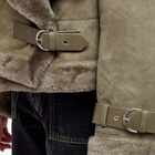 Shoreditch Ski Club Women's Darling Cropped Shearling Jacket in Pebble Grey