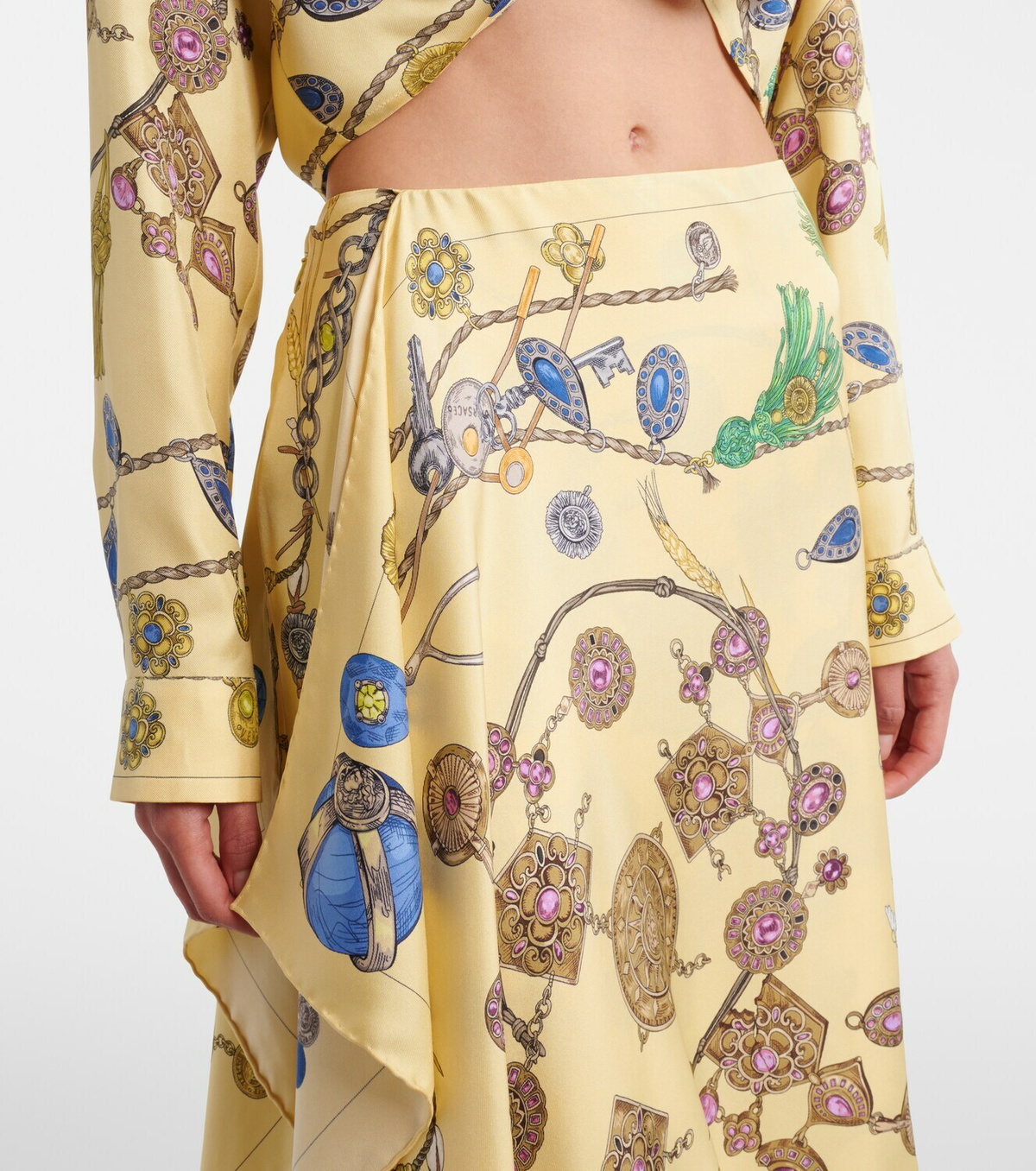 Versace Printed silk twill wrap skirt