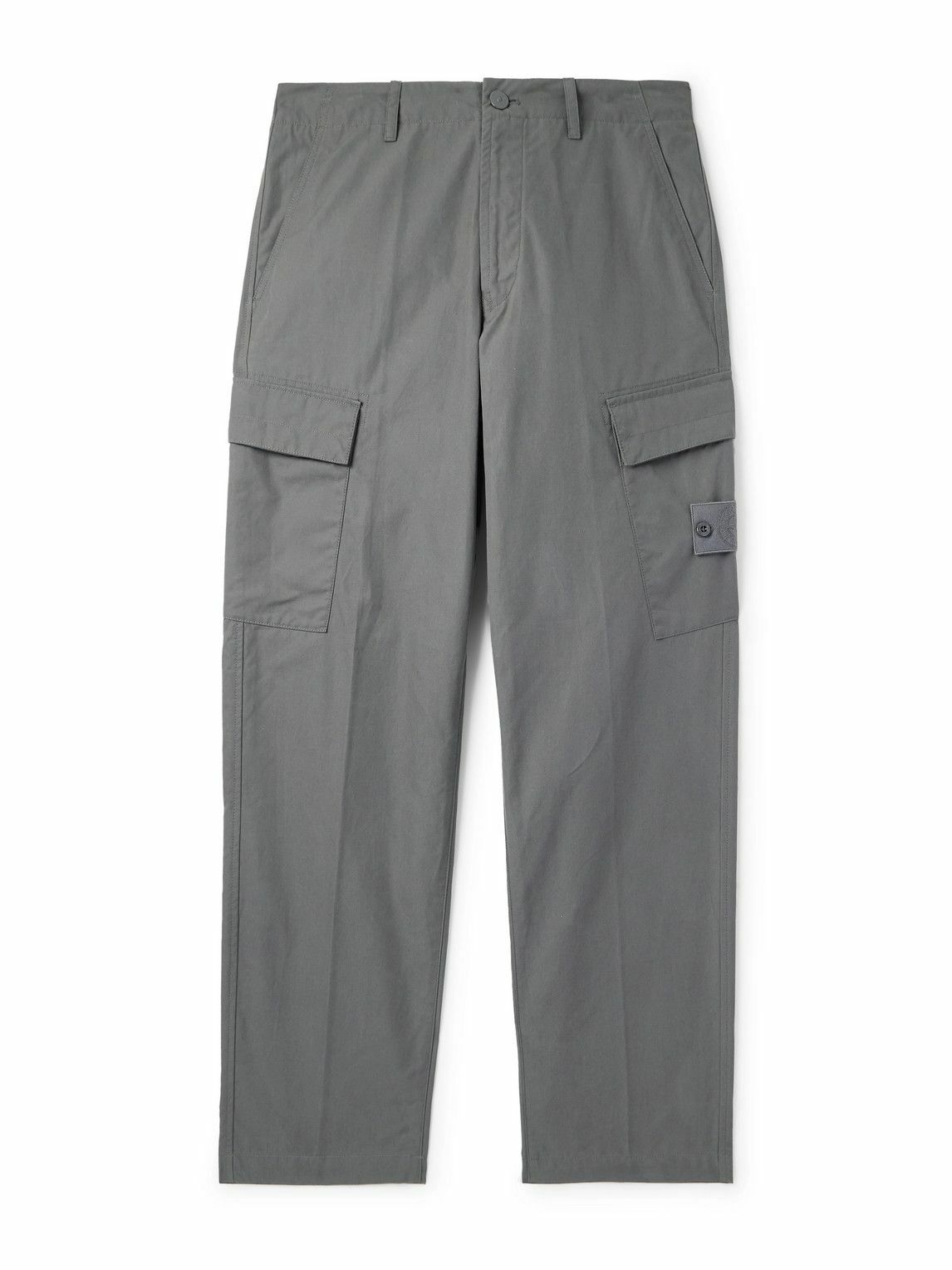 Stone Island - Ghost Straight-Leg Logo-Appliquéd Cotton Cargo Trousers - Gray