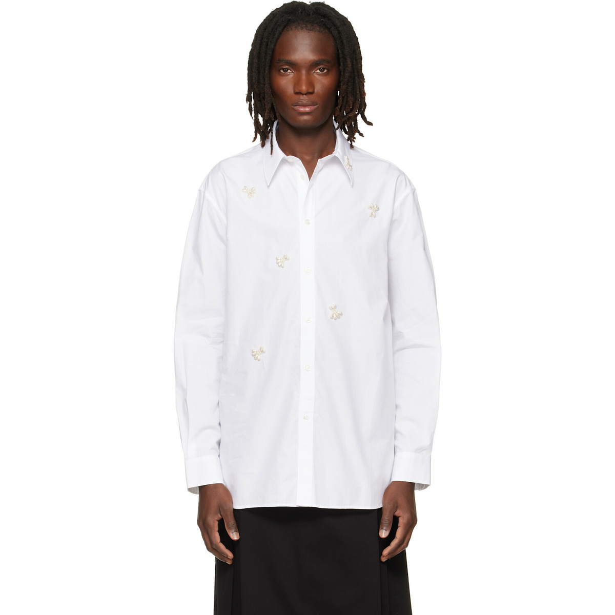Simone Rocha White Turbo Beaded Easy Shirt