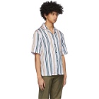 Acne Studios White and Yellow Striped Short Sleeve Shirt