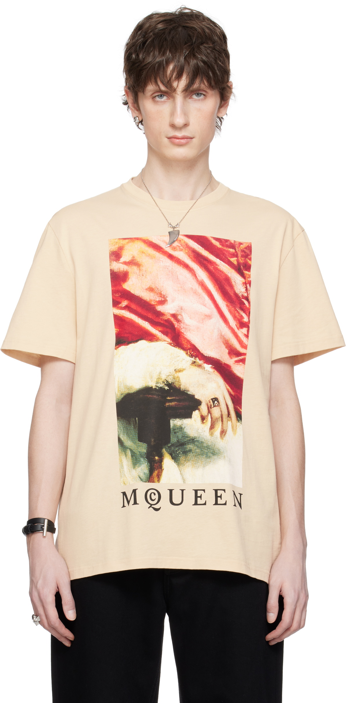McQueen Beige Printed T-shirt